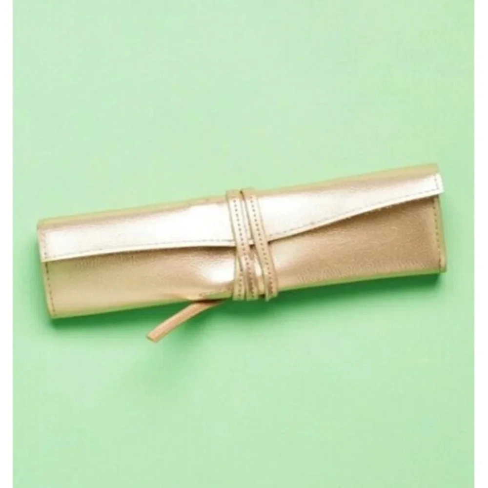 Makeup‎ Brush Roll from Macy's Beauty Box Metallic Gold Leather Look NEW​​